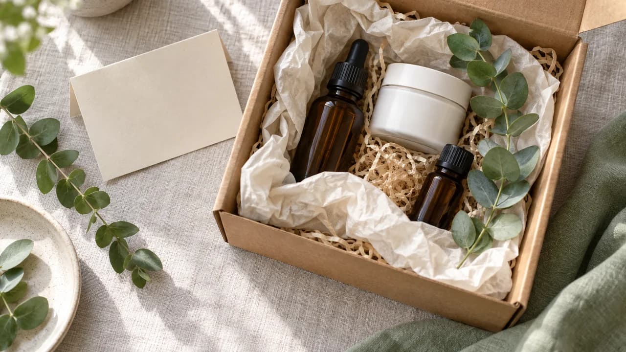 Unboxing an DR.COMEWIN parcel: products, a thank-you card and kraft packaging